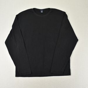 Gap Stretch Women Long Sleeve T Shirt XL 2000 Y2K Solid Black Crewneck Top